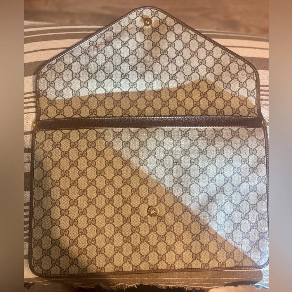 Gucci Monogram Canvas Leather Portfolio Vintage Laptop Bag - Picture 3 of 17